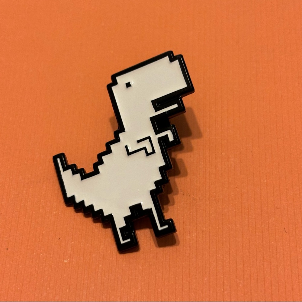 🆕 🦖8-Bit T-Rex Enamel Pin, Brand New